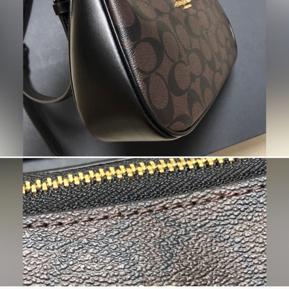 Coach Brown and Black Shoulder Bag with Gold Accents - Picture 4 of 7